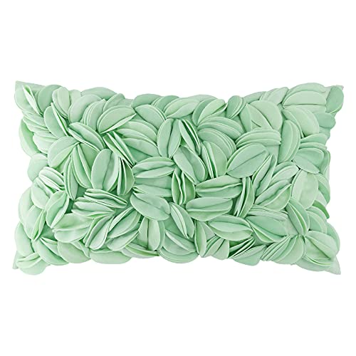 KINGROSE 3D Flower Accent Throw Pillow Cover Soft Pillow Case Sham Decorative Cushion Cover for Home Decor Sofa Couch Bedroom 12 x 20 Inches Velvet Mint Green - color: Mint Green - Solid Suede