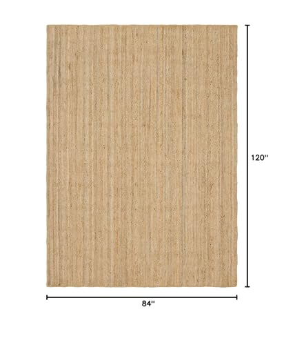 Rugs.com Hand Braided Jute Rug – 7' x 10' Natural Flatweave Rug Perfect for Bedrooms, Dining Rooms, Living Rooms - size: 7' x 10' (Rectangular)