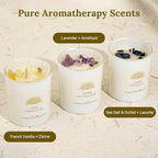 AvaConcept Healing Crystal Candle Gift Set – Set of 3 Citrine, Amethyst & Lazurite Hand-Poured Soy Wax French Vanilla, Lavender & Sea Salt Orchid Aromatherapy Scents 3.5oz Each | Premium Gift Box - size: 3.5oz, style: French Vanilla, Lavender & Sea Salt O