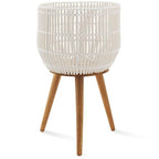 Casafield Indoor Planter with Stand, White Floor Planter with Wood Legs, Large Plant Pot Cover with Liner for Houseplants, Flower Pots and Trees - color: White With Natural Legs