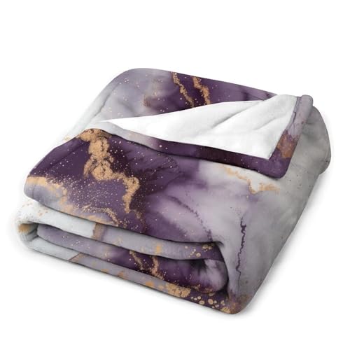 Modern Marble Blanket, Abstract Luxury Baroque Golden Purple White Stone Veins Pattern Soft Warm Cozy Plush Flannel Covers for Livingroom Bedroom Couch Chair Camping Travel Home Decor Tapestry 30x40in - color: Abstract-22, size: 30W" x 40L"
