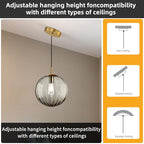 Modern Smoke Grey Glass Pendant Light, Kitchen Island Lighting 3-Pack Globe Pendant Light Fixtures Century Kitchen Island Pendant Lighting for Bedroom Living Dining Room Light Fixture (Without Bulb) - color: BW-Smoky Gray-1 Light-3PC