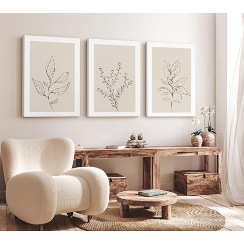 Botanical Wall Art Decor Neutral Wall Decor Boho Beige Canvas Wall Art Botanical Minimalist Pictures Neutral Prints Beige Posters Boho Artwork for Room Bedroom 16x24x3 Inch Framed - color: Minimalist Art, size: 16x24 Inch Wrapped Canvas