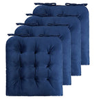 ELFJOY 4 Pack Chair Cushions for Dining Chairs Chair Pads Cushion for Kitchen Office Tufted Square Seat Cushion with Ties (U Shape Navy) - color: V U Shape Navy
