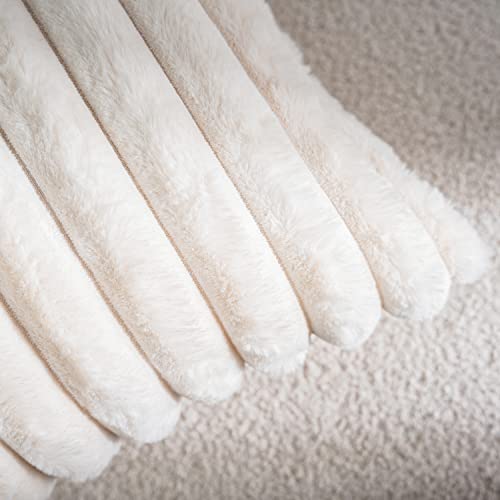 DEELAND Pack of 2,Double-Sided Faux Fur Plush Decorative Throw Pillow Covers Fuzzy Striped Soft Pillowcase Cushion Covers for Sofa Couch Bedroom - color: Cream White, size: 26" x 26" (Pack of 2)