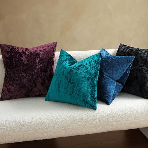 MIULEE Velvet Throw Pillow Covers Set of 2, Soft Neutral Decorative Pillow Cases with Luxurious Textured Vintage Cushion Covers for Home Decor Couch Sofa Bed,Navy Blue 18x18 inch - color: Navy Blue, size: 18" x 18" (Pack of 2)