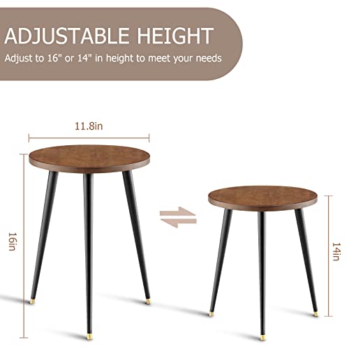 KINNARY Plant Stand Indoor, Mid Century Wood Plant Stand Plant Table for Flower Pots, Heavy Duty Metal Tall Plant Holder, Modern Home Decor Small Round Side End Table (11.8"x16") - color: Walnut
