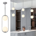 SeeU Chrome Pendant Lighting Mid Century Pendant Light Fixture Hanging Lighting Fixture with White Globe Glass Lampshade Pendant Chandelier for Kitchen Island Dining Room Bedroom - color: Chrome