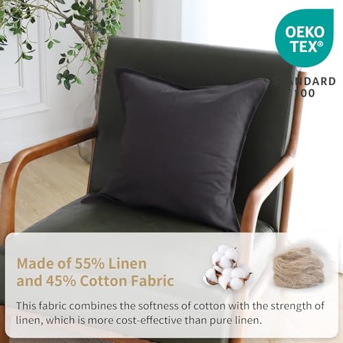 Simple&Opulence Linen Euro Shams Basic Style Solid Color 24x24 Inch Pack of 2 Flax Cotton Blend Decor Throw Pillow Covers Soft Breathable Farmhouse Pillow Shams - Dark Grey - color: Dark Grey, size: 24"×24"