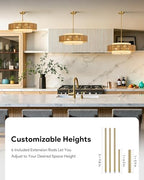 VONLUCE 23.6" Boho Rattan Chandelier, 6-Light Drum Chandelier with 3-Tier Woven Lampshade, Rattan Ceiling Light for Dining Room Bedroom Living Room with E26 Sockets, Gold Finish, ETL Certified - color: Gold, size: 24inch