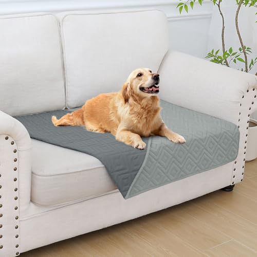 hyha Waterproof Dog Blanket, Soft Pet Bed Blankets, Waterproof Sofa Couch Cover for Dogs Washable, Reversible Pet Couch Covers for Sofa Furniture (30x53 Inch, Grey/Dark Grey) - color: Grey+dark Grey, size: 30x53 Inch