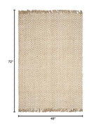 SAFAVIEH Natural Fiber Collection Accent Rug - 4' x 6', Bleach & Natural, Handmade Chevron Fringe Jute, Ideal for High Traffic Areas in Entryway, Living Room, Bedroom (NF458A) - size: 4' x 6' (Rectangular)