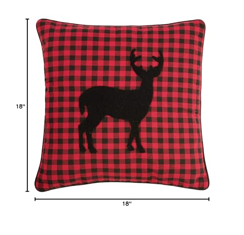 C&F Home Plaid Woodford Deer Silhouette Tufted 100% Cotton Accent Throw Pillow 18" x 18" All Seasons Fall Harvest Autumn Summer Lodge Cabin Rustic Lakehouse Home Living Room Sofa Couch Chair Bed