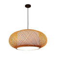 Handmade Woven Bamboo Pendant Lighting Antique Rattan Single Lantern Ceiling Hanging Light Natural Wooden Ceiling Fixture with Adjustable Cord for Living Room Restaurant Bedroom - size: 23.5 Inch