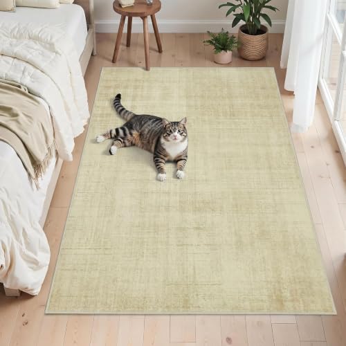 Joydeco 4x6 Area Rugs Classic for Living Room, Beige | Non Slip Machine Washable Low Pile for Bedroom Dining Room Home Office Pet & Child Friendly - color: Beige, size: 4' x 6' (Rectangular)