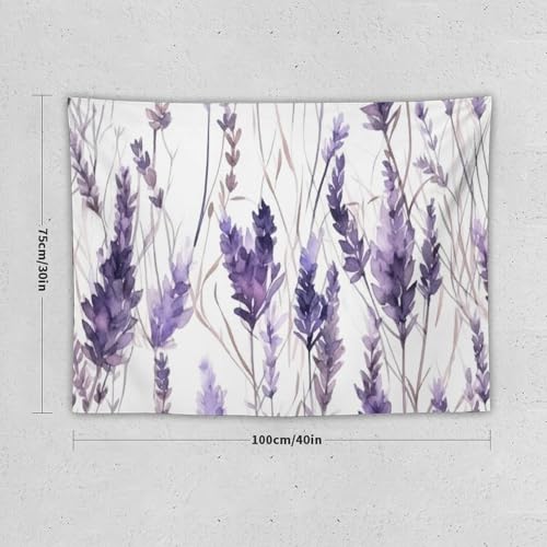 HZOHNAGO Lavender Flower Tapestry Watercolor Purple Floral Pattern Printed Wall Tapestry Wall Hanging for Bedroom Living Room Dorm 40" W x 30" H - color: Lavender-12, size: 40"L x 30"W