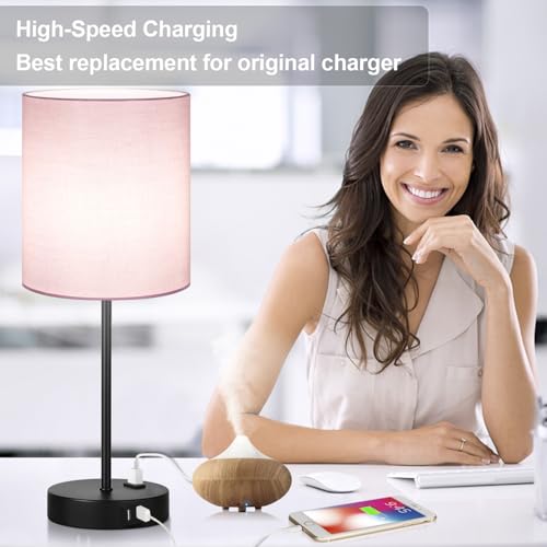 Lynnoland Set of 2 Touch Control Table Lamps, 3-Way Dimmable Bedside Nightstand Lamps for Bedroom Living Room Nursery, 800 Lumens 5000K Warmlight Bulbs Included - color: (2 Pack)Pink & Black(Base)-5000K Bulbs Included