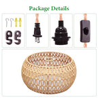 Plug in Pendant Light Rattan Hanging Lamp Pendant Light with on/Off Switch Rattan Woven Shade Hanging Lamp Plug in for Living Room Bedroom Farmhouse - color: Drum