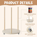 Mobile Floor Cushion Storage Cart for 15 Inch Round Sit Mats, Solid Wood Organizer with Smooth Rolling Casters, Classroom Flexible Seating Tidy Trolley for Daycare Preschool Home