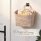 Set of 2 White Wicker Hanging Baskets for Front Door, Mail, Flowers & Organizing - color: White Water Hyacinth