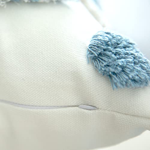 Set of 2 Cotton Woven Boho Throw Pillow Covers, Tufted Decorative Square Pillowcases Covers with Tassels for Couch Sofa Bed, Living Room Sofa, Farmhouse, 18x18 Inch Blue(2 pcs) - size: 18" x 18" (Pack of 2)