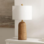 SAFAVIEH Lighting - Anto 25.5-Inch Rattan Table Lamp - Brown & Brass - Coastal Woven Body Design - Ideal for Living Room, Bedroom, Entryway, Home Office - LED Bulb Included (TBL4584A)