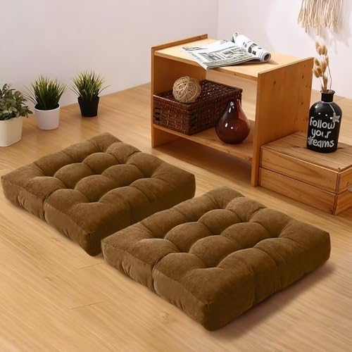 Large Floor Pillow Cushion for Adults Meditation Cushion Large Floor Sitting Soft Seat Pillow for Tatami Living Room Yoga Chatting 22x22 Inch Brown - color: Brown, size: 22X22in