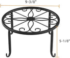 9-1/2 Inch Diameter X 5 Inch High Metal Potted Plant Stand - Rust Proof Wrought Iron Short Flower Pot Bracket Tripod Floor Dish Decorative Pot Holder (Black)