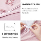Oli Anderson Tufted Duvet Cover King Size, Soft and Lightweight Duvet Covers Set for All Seasons, 3 Pieces Boho Embroidery Shabby Chic Bedding Set (Pink, King, 104" x 90") - color: Pink, size: King(104"×90")
