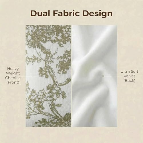 Mantle & Mason Floral 18x18 Throw Pillow Covers Set of 2, French Vintage Woven Jacquard Decorative Accent Pillow Cases for Couch, 430GSM Thick Chenille & Luxury Velvet, Sage Green - color: Tree Pattern Sage Green, size: 18" x 18" (Pack of 2)