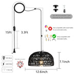 HuisMier Rattan Hanging Lamp Plug in Pendant Light, 15 Ft Hanging lamp with Wicker Woven Basket Lampshade, Dimmable Boho Hanging Lamp for Dining Room Living Room Bedroom, Black - color: Rattan Black