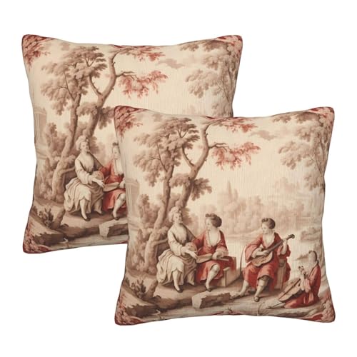French Country Garden Vintage Throw Pillow Covers 18 X 18 Inch Set of 2 Pillow Cases Decoration Cushion Cover for Sofa Bedroom Living Room Outdoor - color: French Country Garden Vintage