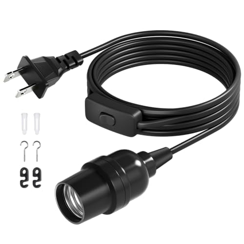 DiCUNO E26 Hanging Lantern Extension Cord Cable, Light Socket On Off Inline Cord Switch Control Lamp, 6.6 Feet (2M), Black, 1-Pack - style: 6.6ft - Black