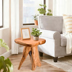 18.9 inch Live Edge Wood Stool, Live Edge Wood Stool, Freeform Mushroom Side Table Natural Plant Stand for Garden, Yard, Living Room, Bedroom - size: 14"D x 13"W x 19"H