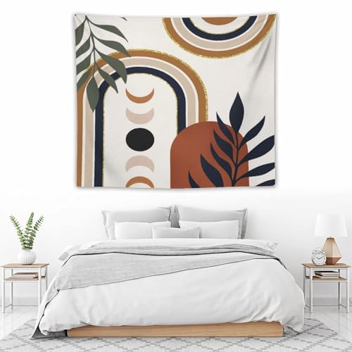 Boho Leaf Tapestry,Bohemian Mid Century Palm Tropical Leaf Abstract Modern Minimalism Wall Hanging Neutral Home Decor Art for Living Room Bedroom Dorm 40"x30" - color: Boho Leaf-8, size: W40xL30in