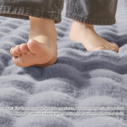 Lotus Karen Washable Area Rug, 3D Bubble Rug for Living Room, Bedroom, Faux Fur Carpet for Home Decor,2' W × 3' L, Light Grey - color: Light Grey, size: 2' x 3' (Rectangular)