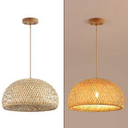 Bamboo Large Pendant Light Fixture 17.8 inch One-Light Adjustable Rustic Basket Handmade Woven Pendant Lighting for Kitchen Island Farmhouse Dining Room Living Room - color: Natural