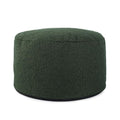Howard Elliott Collection Barbet Round Foot Pouf Ottoman with Removable Zipper Cover, Woven Polyester Fabric Filled with Fiber and EPS Beads for Footrest or Extra Seating, 22x22x15 Inch, Forest - color: Green