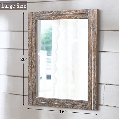 AAZZKANG Mirror with Wood Framed Rectangle Rustic Wall Mirrors Decor Large 20"x16" for Bedroom Bathroom Living Room Entryway - color: Light Tan, size: 20"L x 16"W