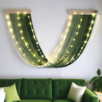 Macrame Fairy Lights Battery Operated with Remote,Large Macrame Wall Hanging with 20ft 100 LED String Lights,Green Gradient Warm White Light for Living Room,Bedroom,Christmas,Holiday Deco - color: Green-Warm White