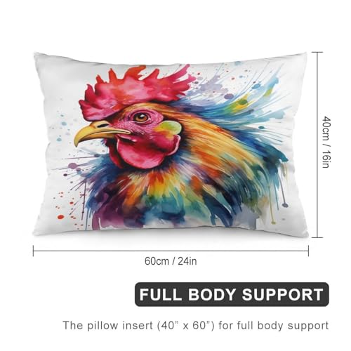 Pillowcase Watercolor Chicken Throw Pillow Cases 16 "x24 Farmhouse Rooster Coloful Chicken Pillow Case Protector with Hidden Zipper Soft Cozy Double-Sided Printed Pillow Cover for Bed Decor - color: Pattern-9, size: 24" x 16" (Pack of 1)