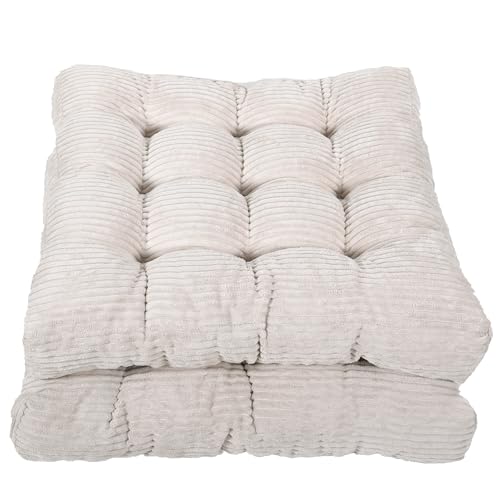 Meditation Floor Pillow Set of 2,Memory Foam Meditation Floor Cushions for Adults Sitting, Large Square Thickened Seat Cushion for Yoga, Tatami Living Room (2, Beige) - color: Beige