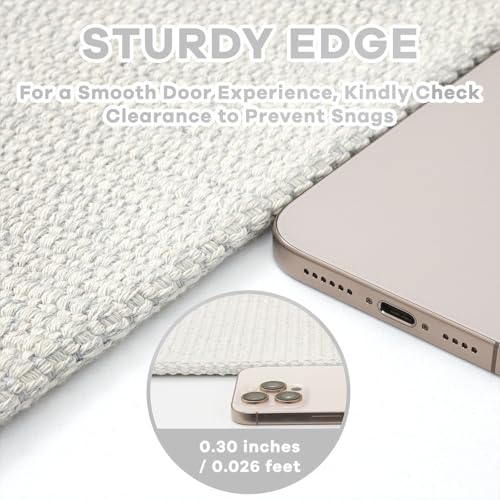 EARTHALL Washable Runner Rug 2x4 Ft Non Slip Runners for Hallways Cotton Rubber Backed Entryway Runner Braided Indoor Floor Runners Carpet for Entryway, Hallway, Kitchen, Bedroom, Cream/Grayish - color: Cream/Grayish, size: 2' x 4' (Runner)
