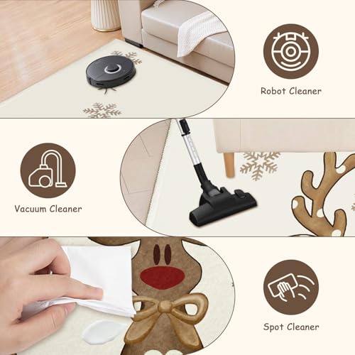 Indoor Christmas Rug 2x3 Reindeer Snowflakes Xmas Decorative Throw Rugs Small Low-Profile Non-Slip Door Mat Winter Area Rug for Entryway Bedroom Bathroom Kitchen Laundry Room - color: Reindeer