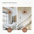 37.4" Farmhouse Sputnik Chandelier for Dining Room Rustic Handmade Natural Wood 18-Light Hanging Ceiling Pendant Light Fixture Starburst Wood Chandeliers for Kitchen Bedroom Foyer Hallway - size: Diameter 37.4", 18-Light