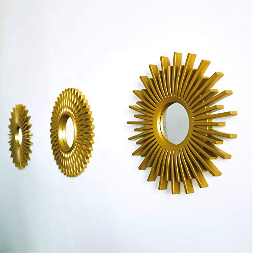 BONNYCO Gold Mirrors for Wall Pack of 3, Round Wall Mirrors Bedroom Room and Home Decor. Espejos Decorativos de Pared Sala Dormitorio, Modern Minimalist Decor Vintage, Chic. Gifts for Women, Mums - color: Gold