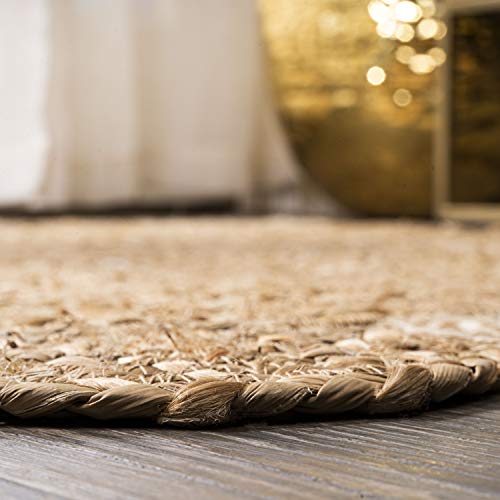 JONATHAN Y Eden Jute Hippie Circle Natural 5' Round Indoor Area Rug, Natural-Fibers, Geometric, Easy-Cleaning for Living Room, Bedroom, Kitchen, Pet Friendly, Non-Shedding (RNF102A-5R) - size: 5' (Round)