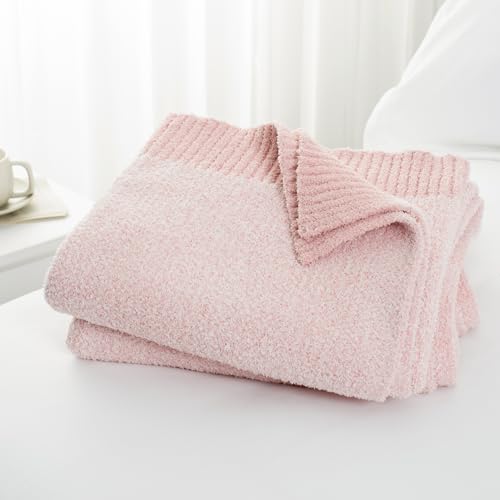 Carriediosa Heather Throw Blanket 60" X 80" Twin, 400GSM Ultra Soft Microfiber Fuzzy Fluffy Reversible Knitted Blankets Cozy Plush Lightweight and Warm Fall Throws for Couch, Bed, Sofa, Dusty Pink - color: Heather - Dusty Pink, size: 60" X 80"