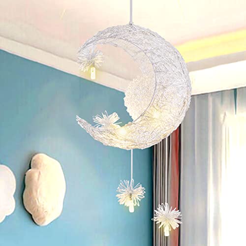TISLYCO Kids Ceiling Light, Moon Chandelier, Girls Chandelier for Bedroom, Nursery Light Fixture - color: 23.62"x14.5"-Creative Moon Star Pendent Light