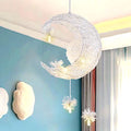 TISLYCO Kids Ceiling Light, Moon Chandelier, Girls Chandelier for Bedroom, Nursery Light Fixture - color: 23.62"x14.5"-Creative Moon Star Pendent Light